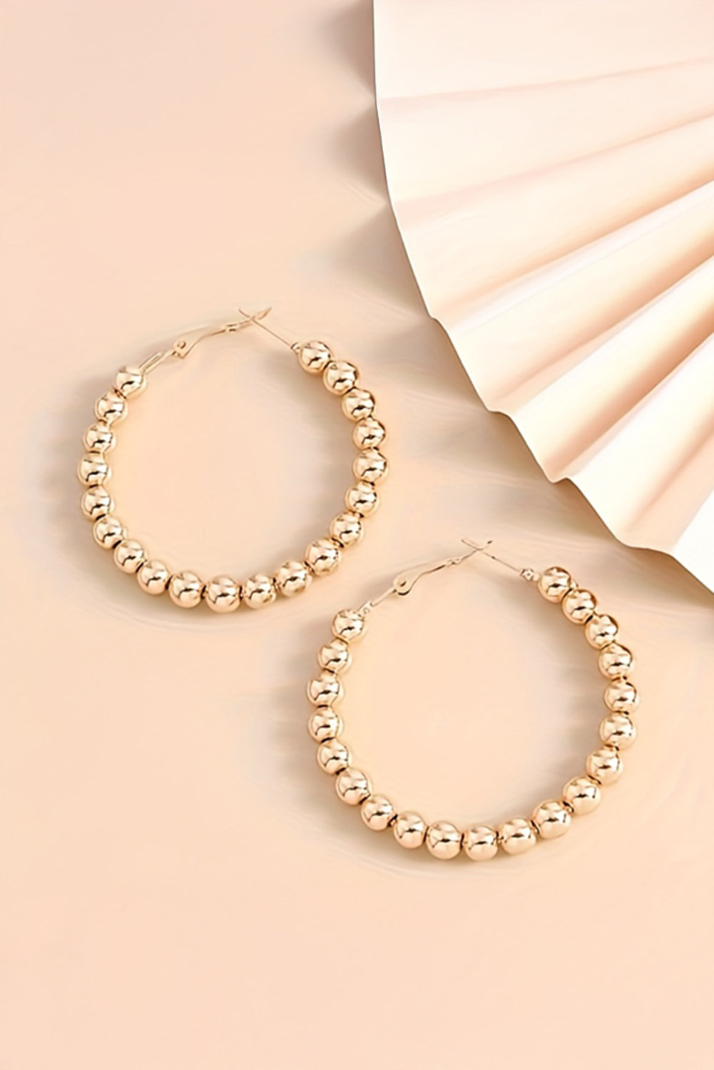 Gold Plated Beaded Minimalist Alloy Hoop Earrings - eAura