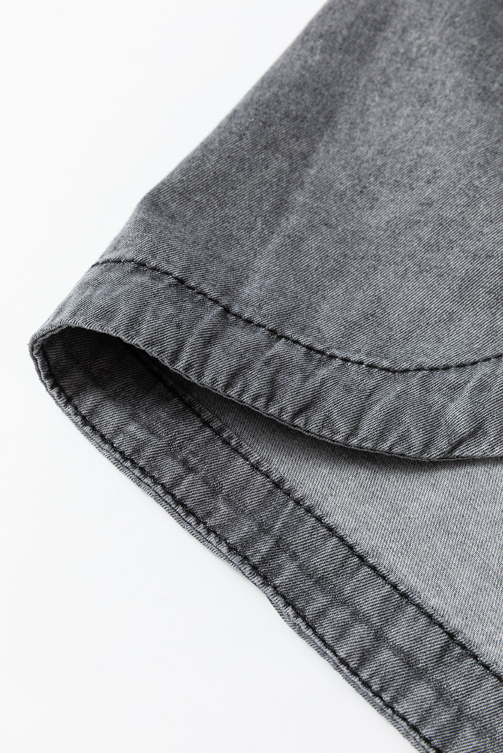 Medium Grey Mineral Wash Patched Pocket Split Denim Jacket eAura