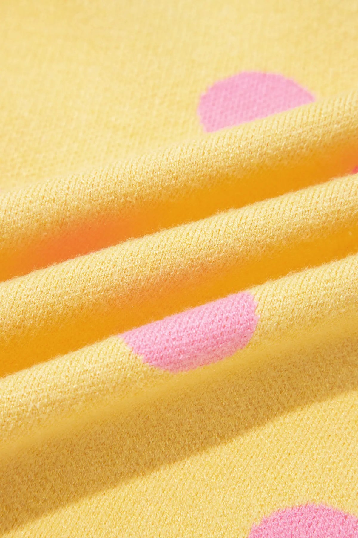 Casual Polka Dot Button Front Long Sleeve Sweater Cardigan – Yellow