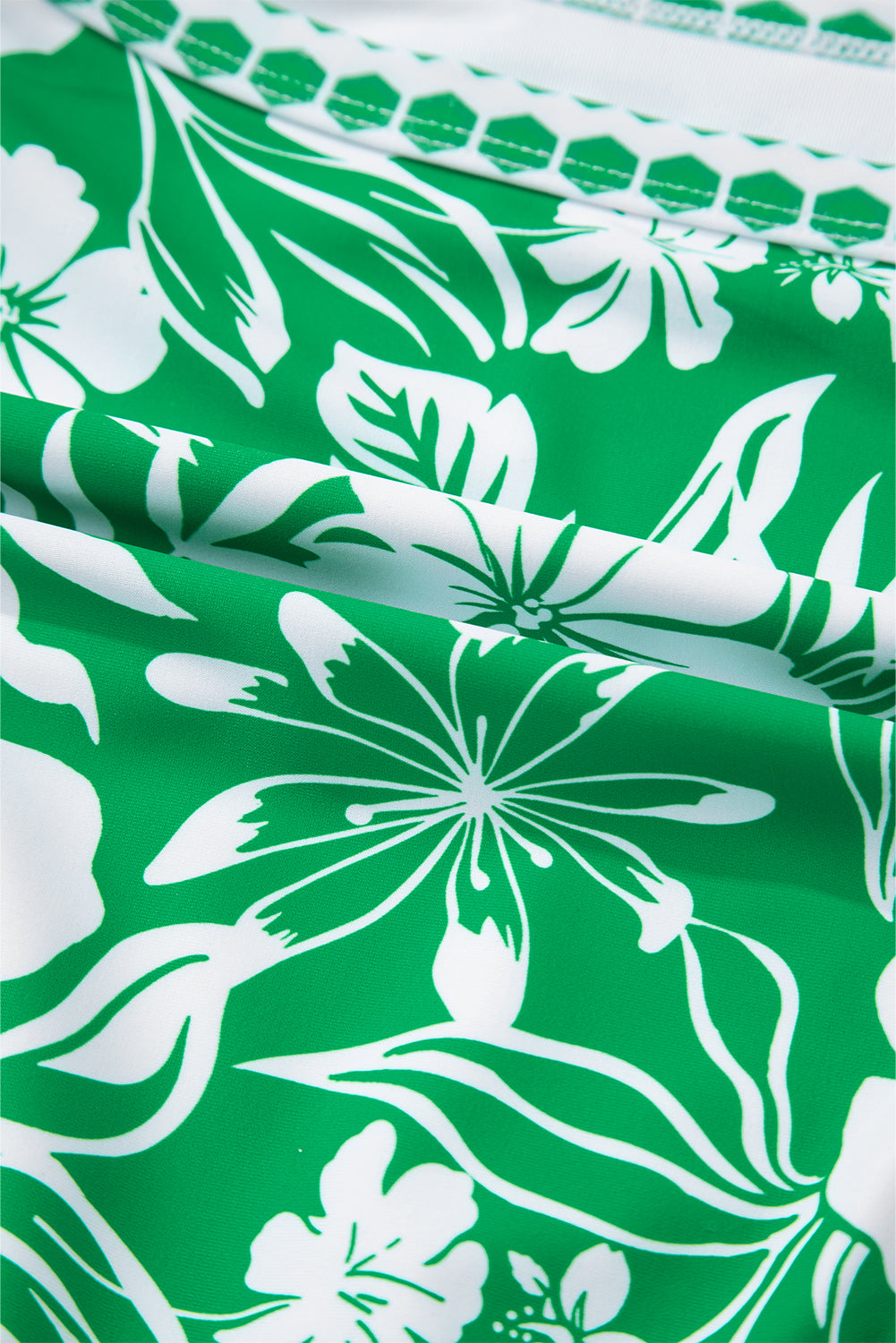 Green Floral Print One Shoulder High Waist Bikini Set eAura