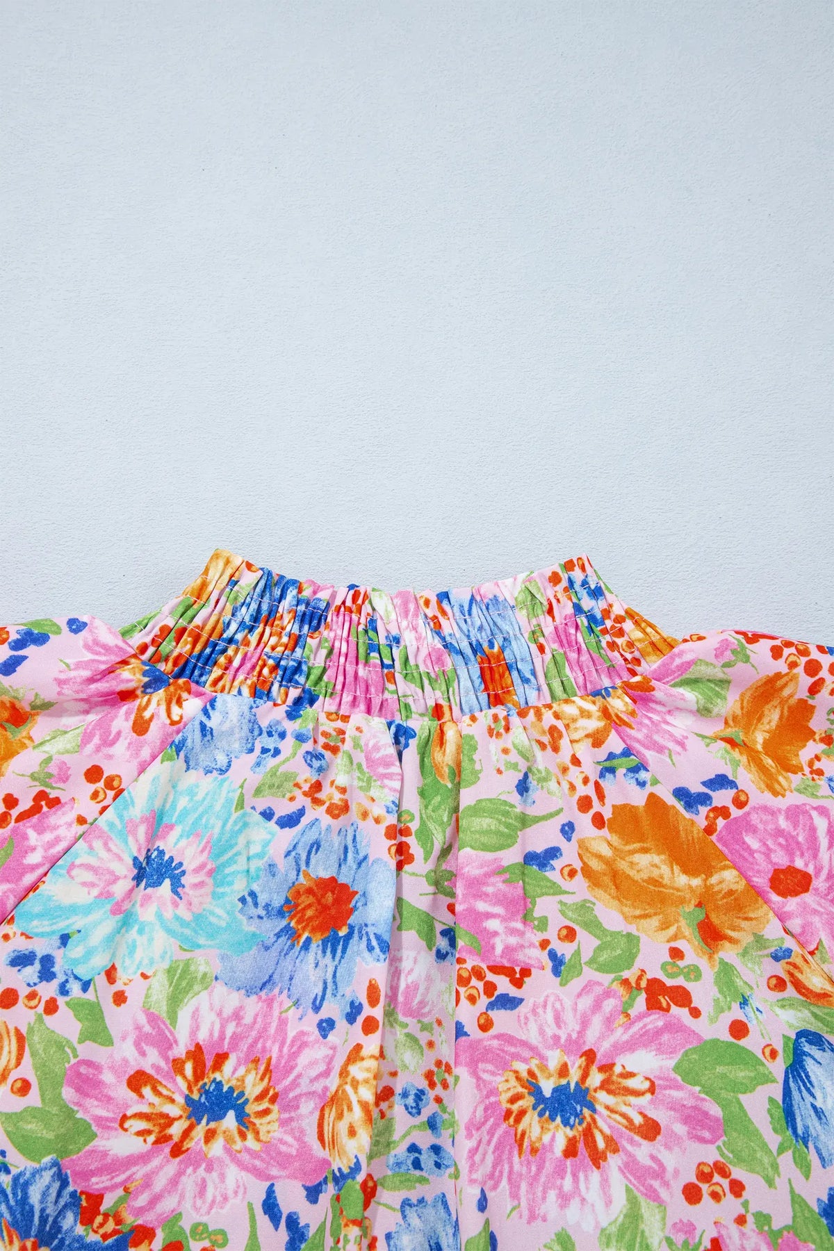 Floral Print V Neck Short Sleeve Shift Blouse – Pink
