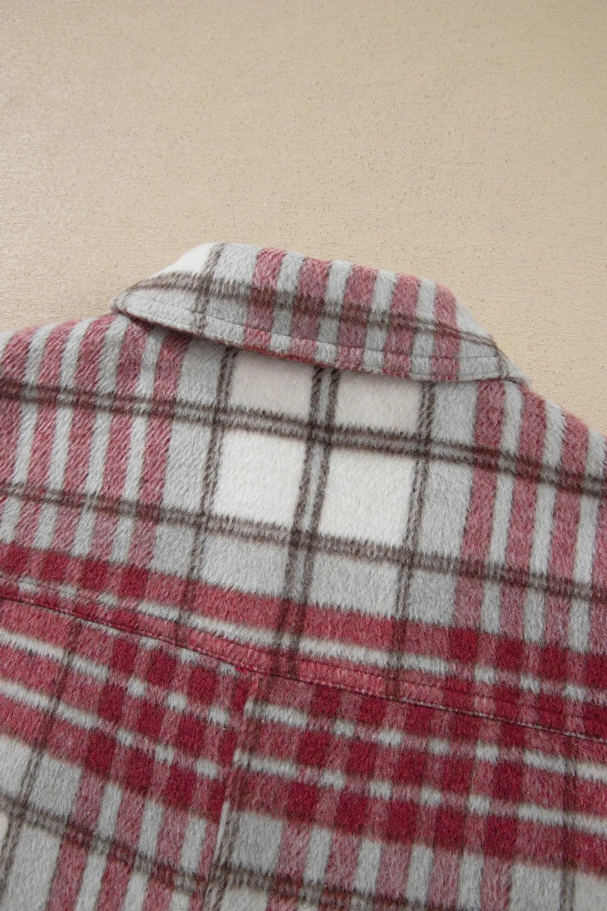 Jacket Plaid Flannel Metal Button Collar Long Sleeve Shift