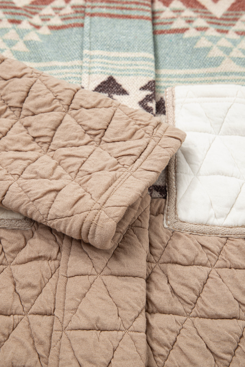 Beige Aztec Quilted Patchwork Western Jacket Dear-Lover Dropshipping