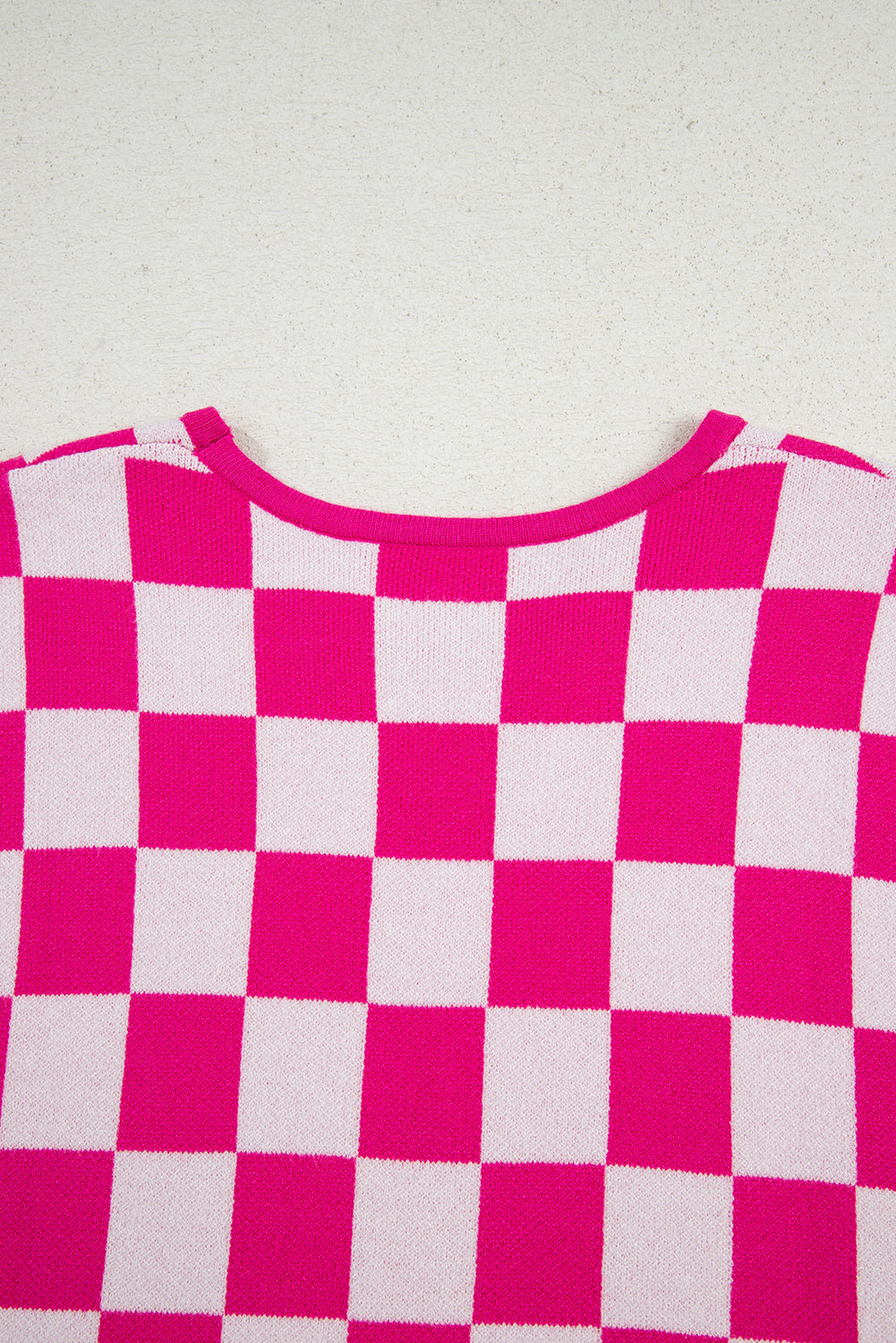 Rose Check Pattern Cap Sleeve Knit Sweater eAura