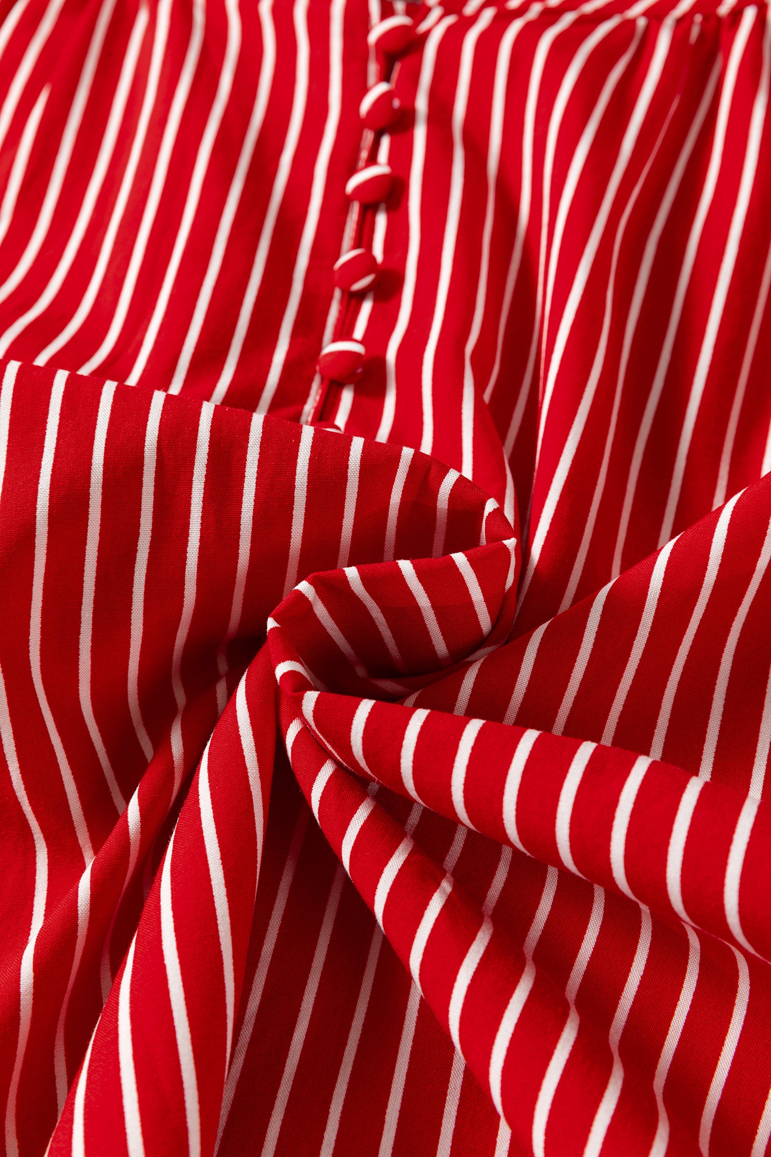 Ruffled Short Puff Sleeve Button Front Blouse – Blue Stripe