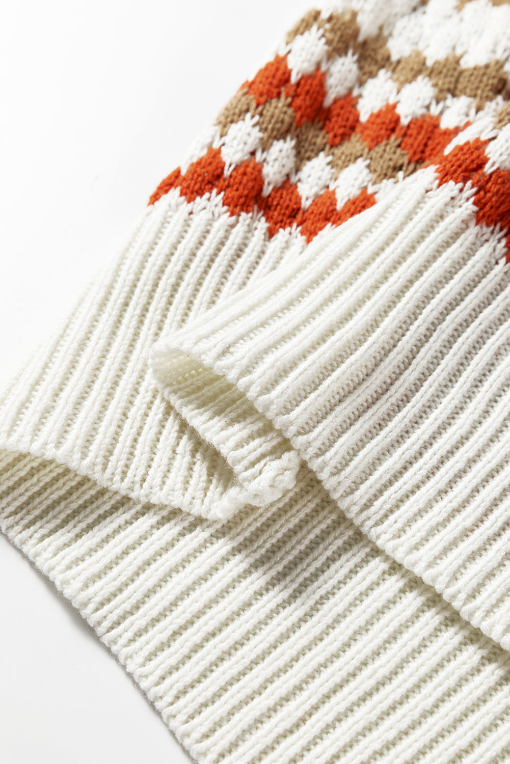 Striped Eyelet Patterned Drop Shoulder Knit Sweater - eAura