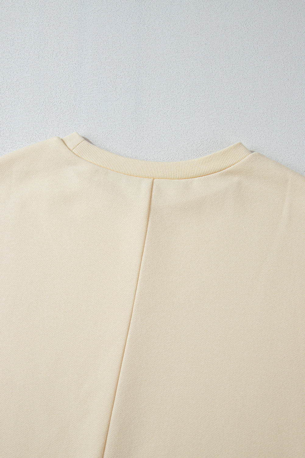 Geometric Print Patchwork Long Sleeve Round Neck Top – Beige