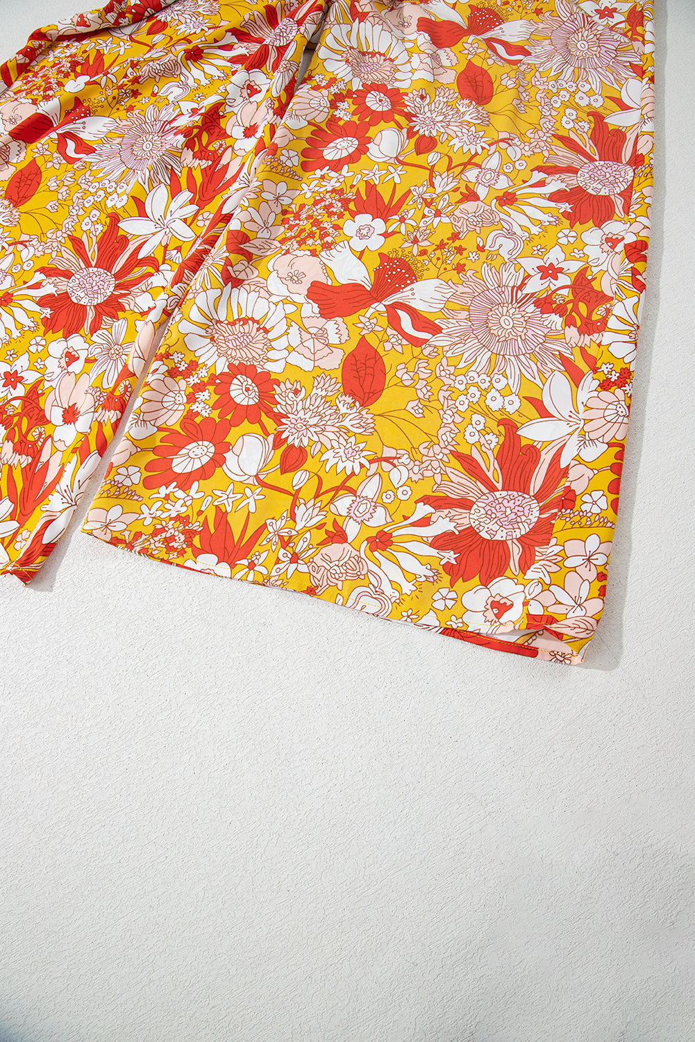 Orange Floral V Neck Wide Leg Sleeveless Jumpsuit eAura