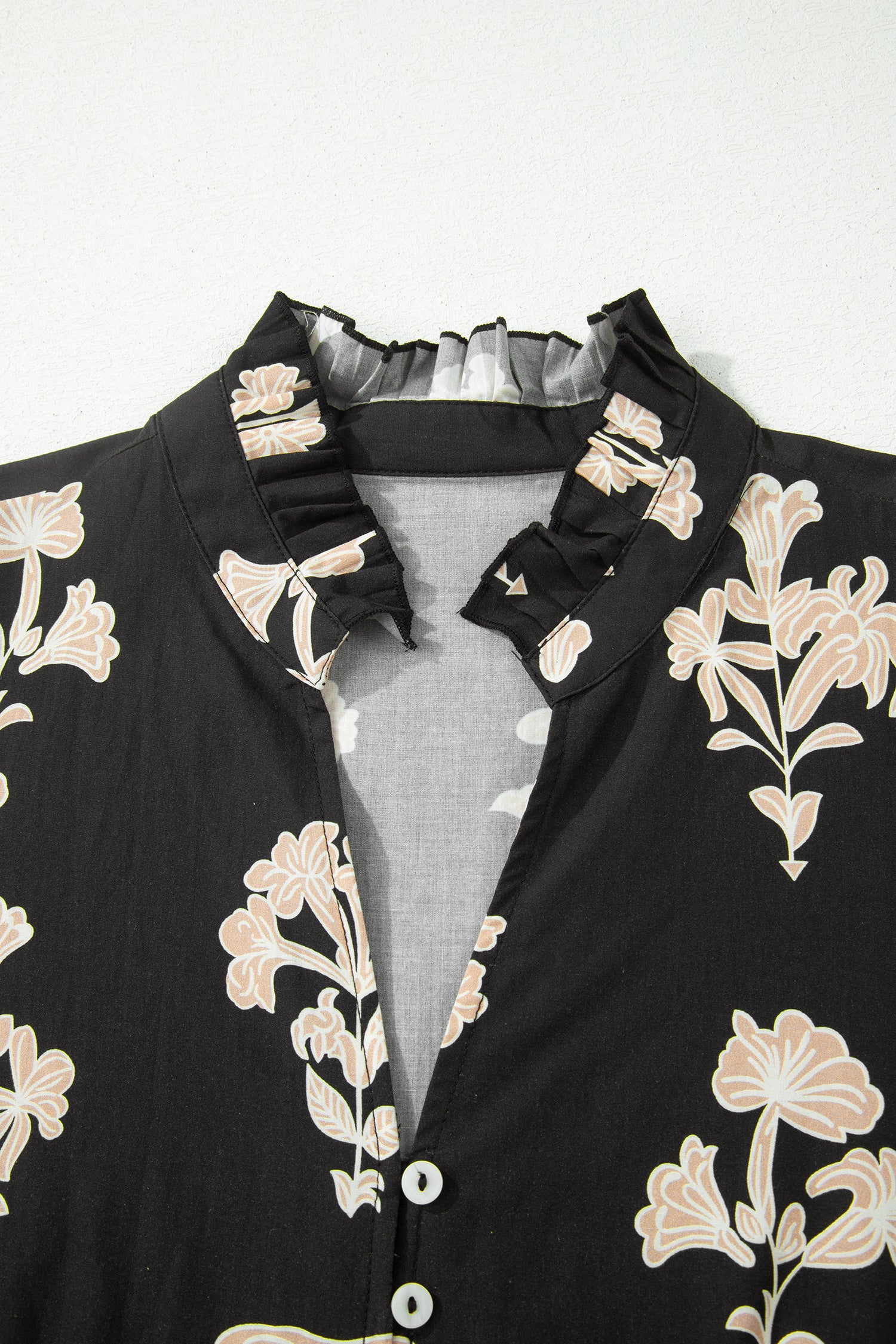 Floral Frill V-Neck Puff Sleeve Drop Waist Mini Dress