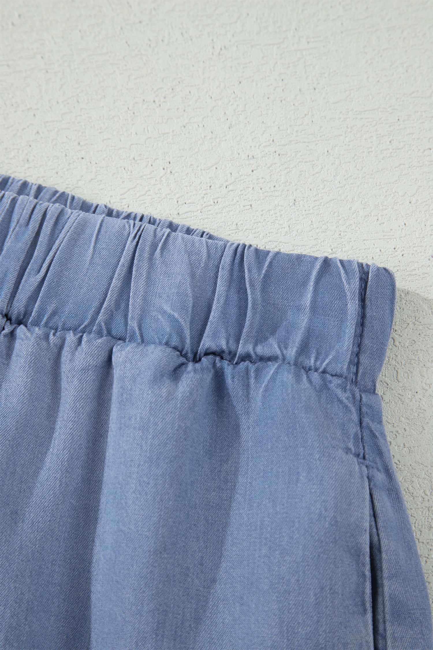 Elastic Waist Ruffled Tiered Flared Denim Maxi Skirt