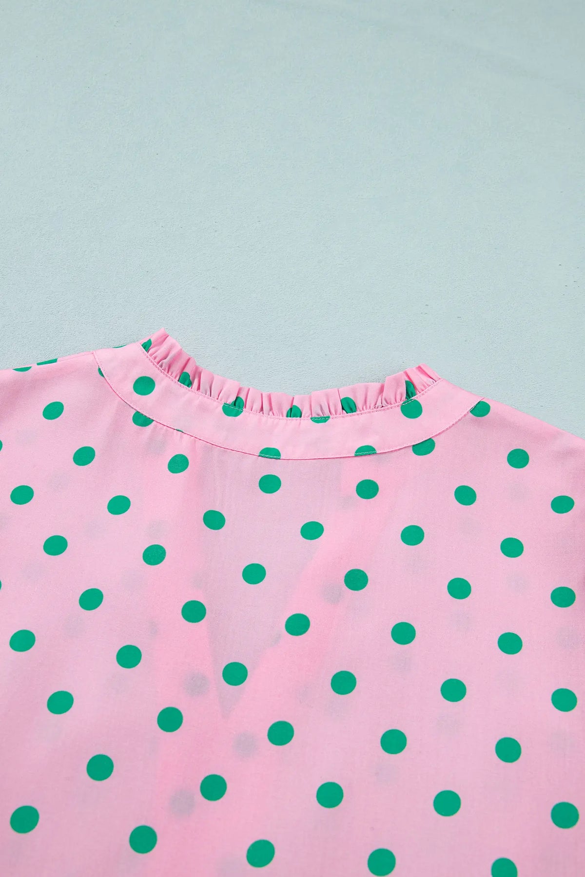 Polka Dot Print V Neck Short Sleeve Tiered Mini Dress – Pink