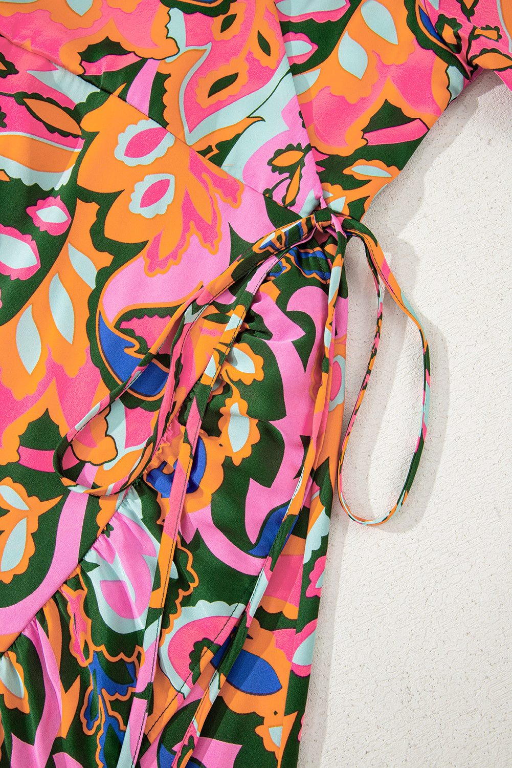 Summer Plant Print V-Neck Ruffled Maxi Dress BB Fashion Outlet