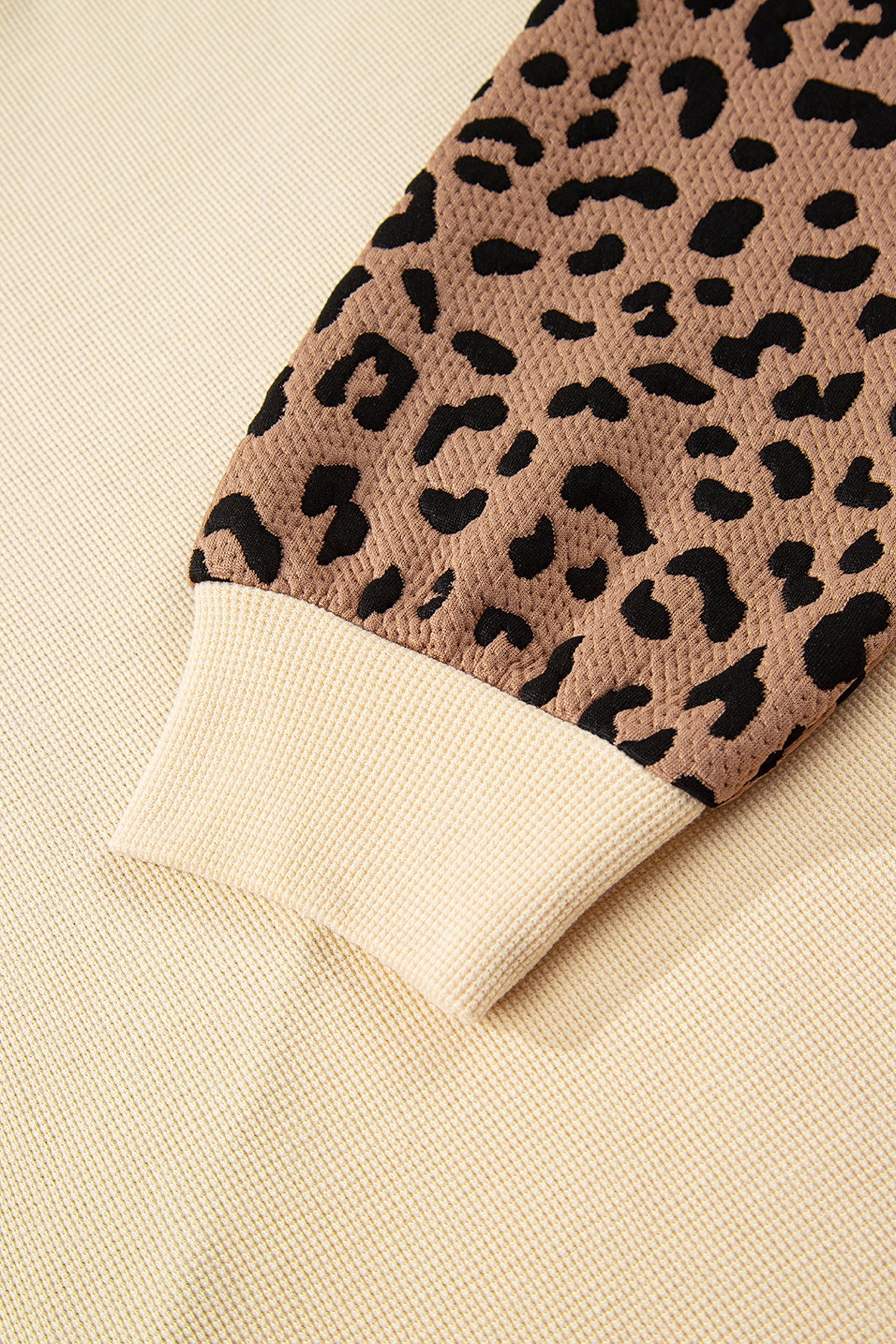 Leopard Star Patchwork Textured Baggy Sweatshirt - Tops/Sweatshirts & Hoodies