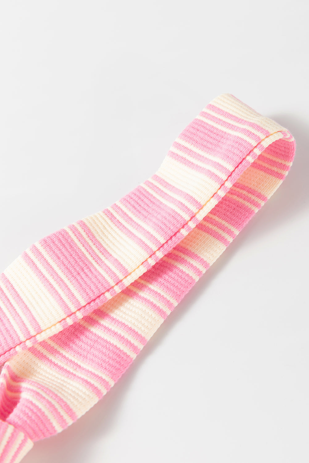 Pink Stripe Knotted Strap Patched Pocket Romper eAura
