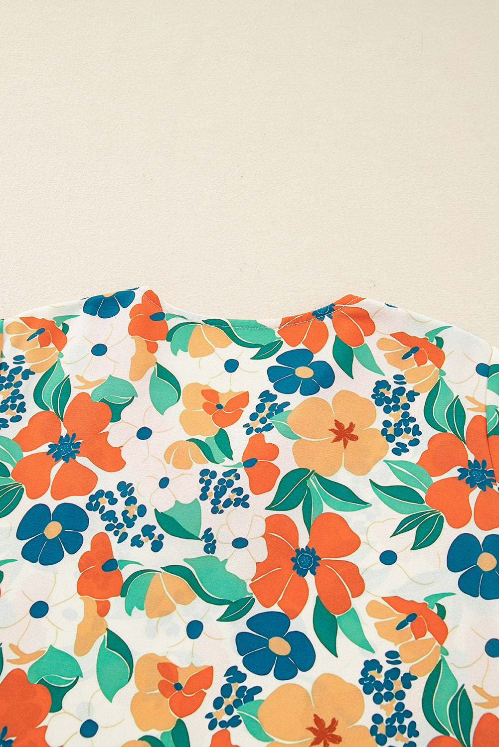 V-Neck Floral Print Sleeve Blouse - eAura