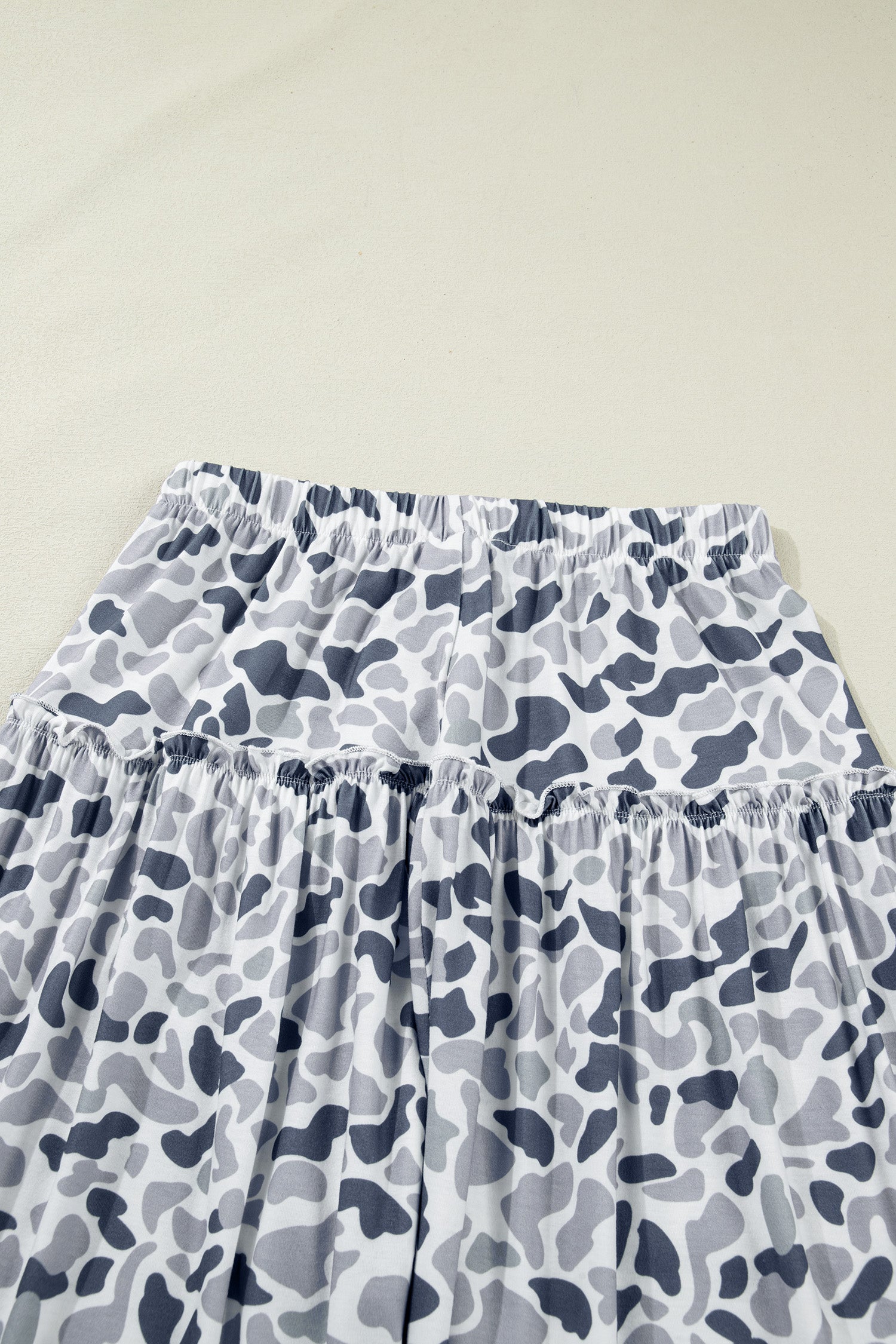 Camo Print Wide Leg Casual Pants