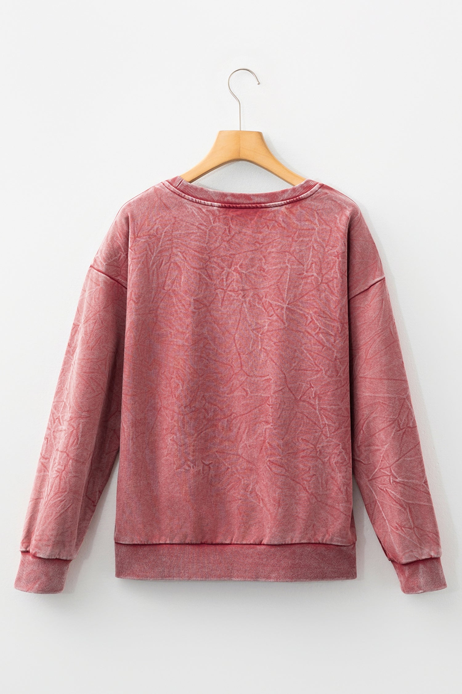 "Saved By Grace" Letter Embroidery Mineral Wash Loose Sweatshirt - eAura