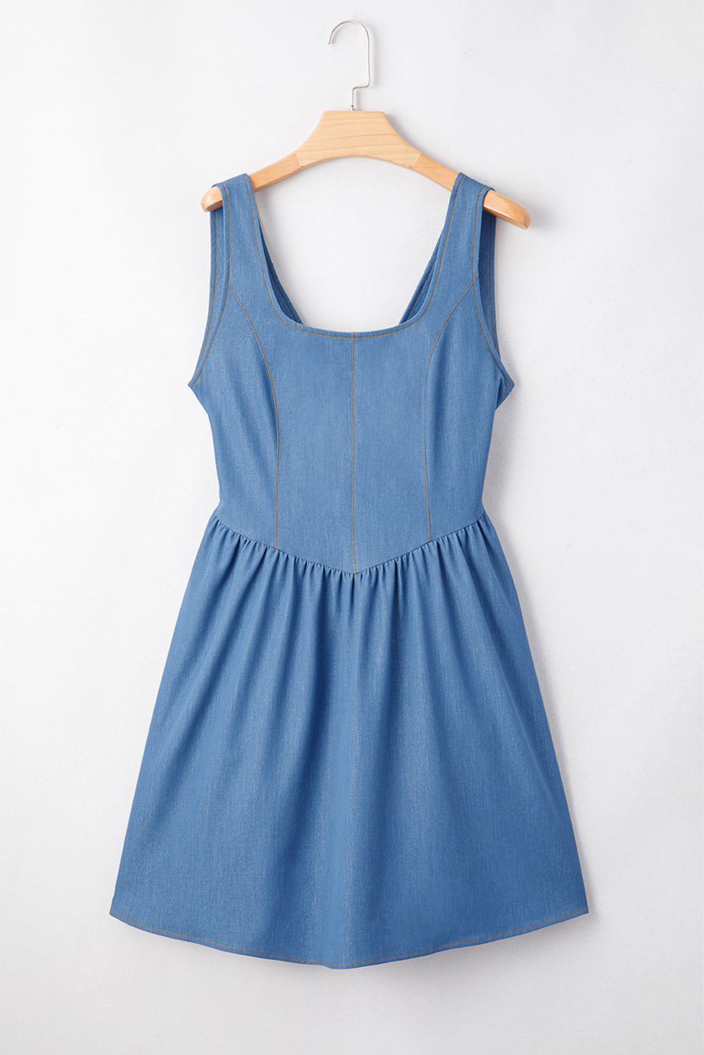 Myosotis Square Neck V-Cut Backless Tied Fit and Flare Dress Dear-Lover Dropshipping