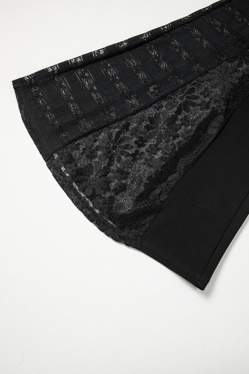 Black Boho Lace Patchwork Wide Leg High Waist Trousers eAura