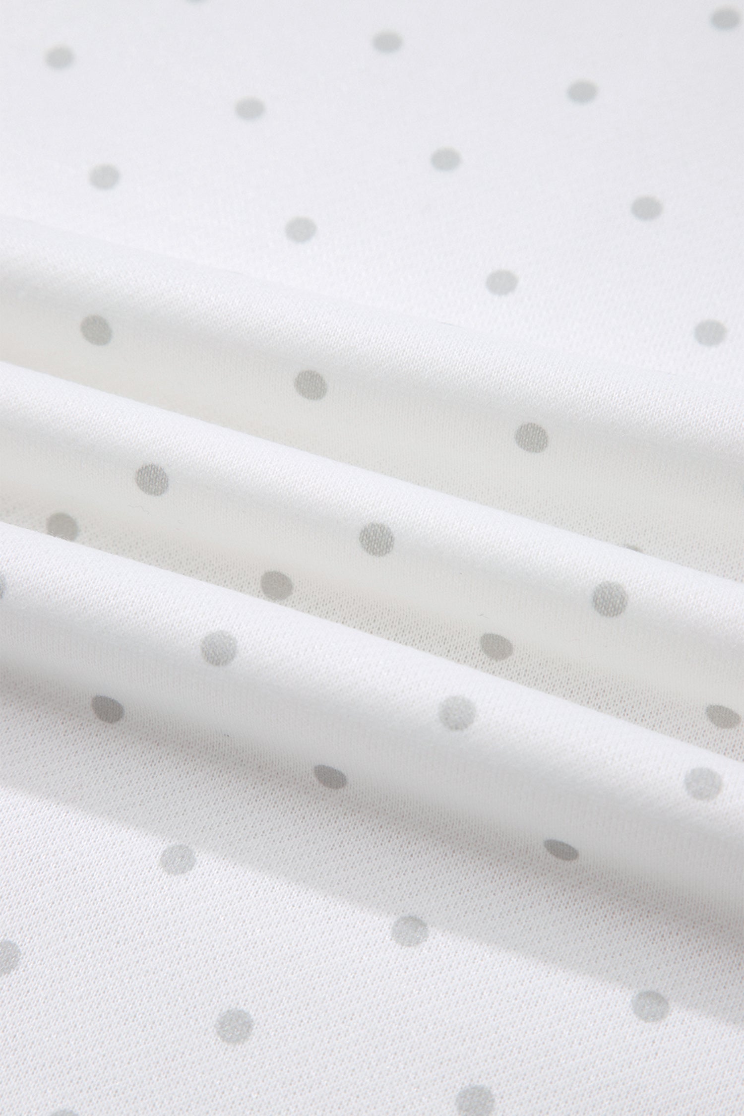 Polka Dot Print Side Stripe Detail Casual Sweatshirt 2pcs Short Set – White