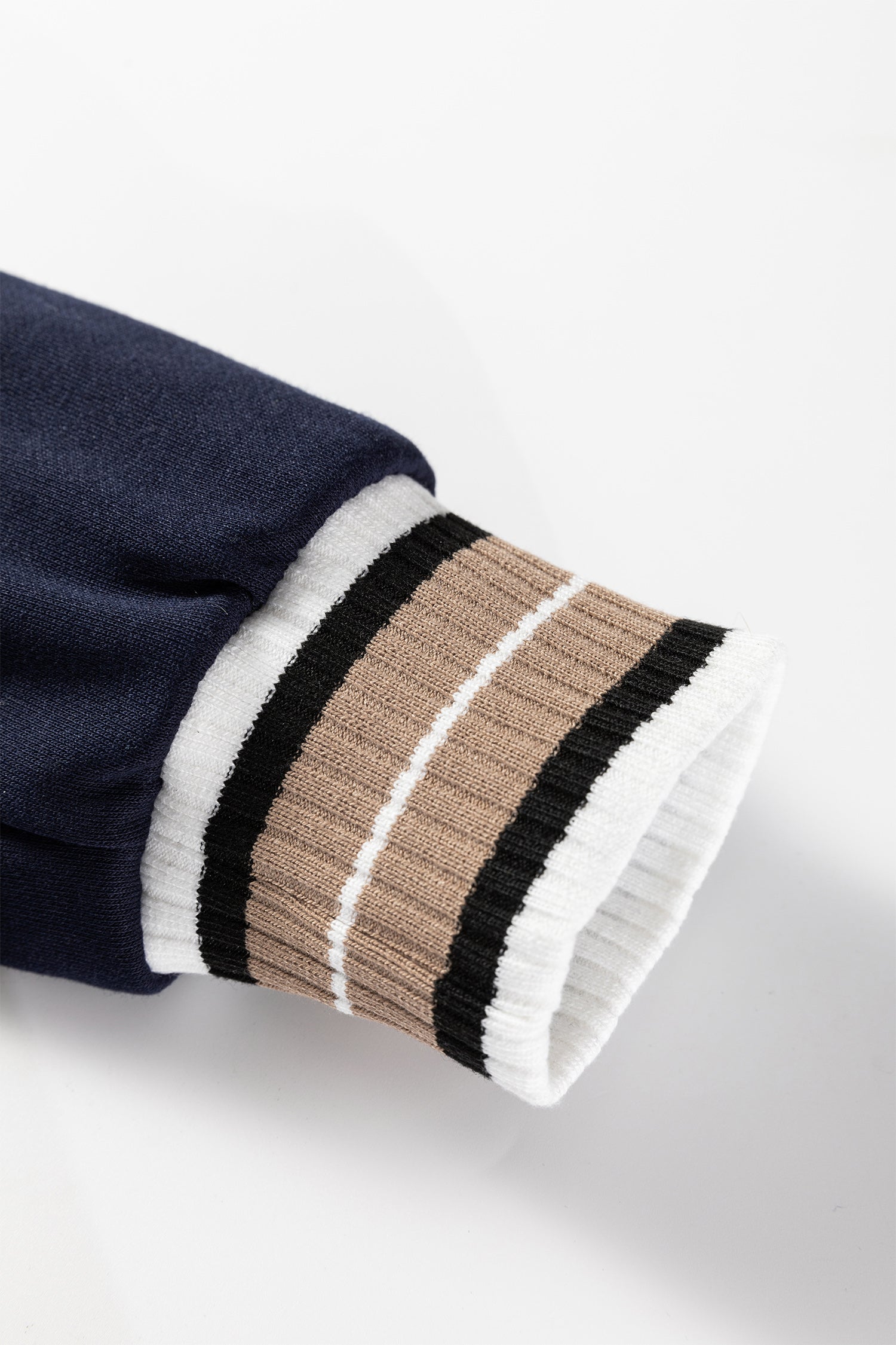 Varsity Contrast Striped Trim V-Neck Sweatshirt - eAura