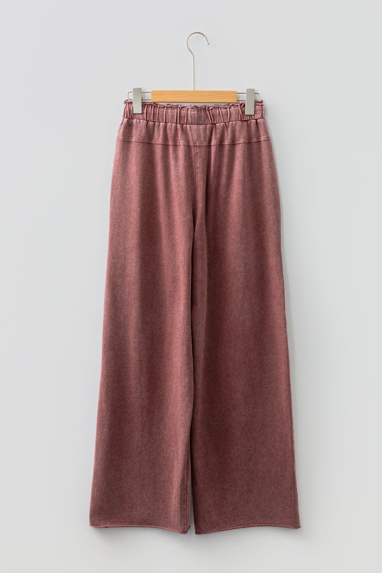 Mineral Wash High Waist Raw Hem Patched Trousers - eAura