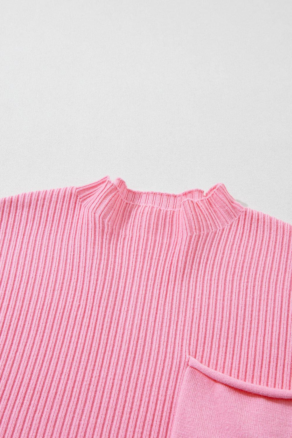 Black Patch Pocket Ribbed Knit Short Sleeve Sweater eAura