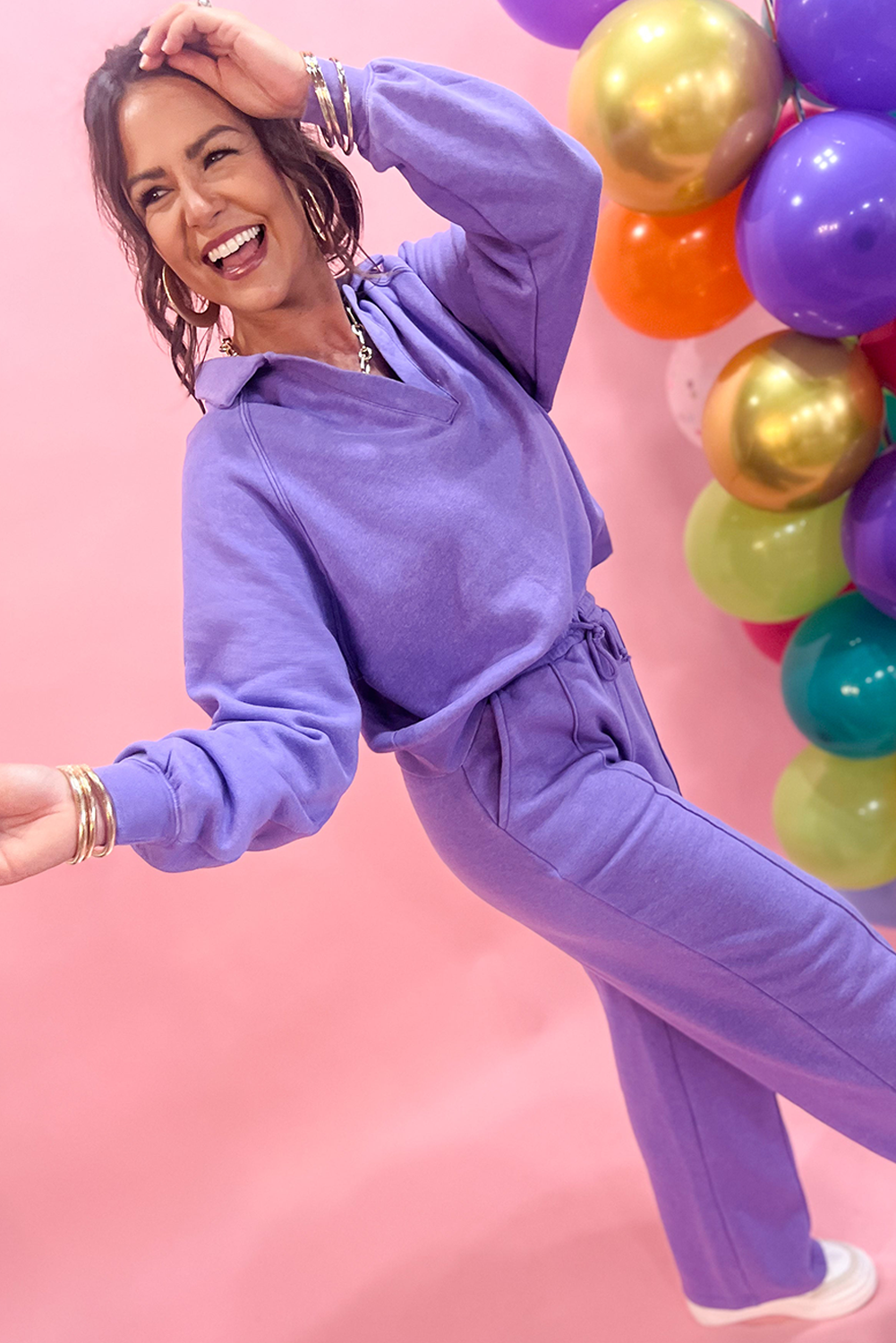 Collared Pullover and Central Seam Trousers Co-ord Set - eAura