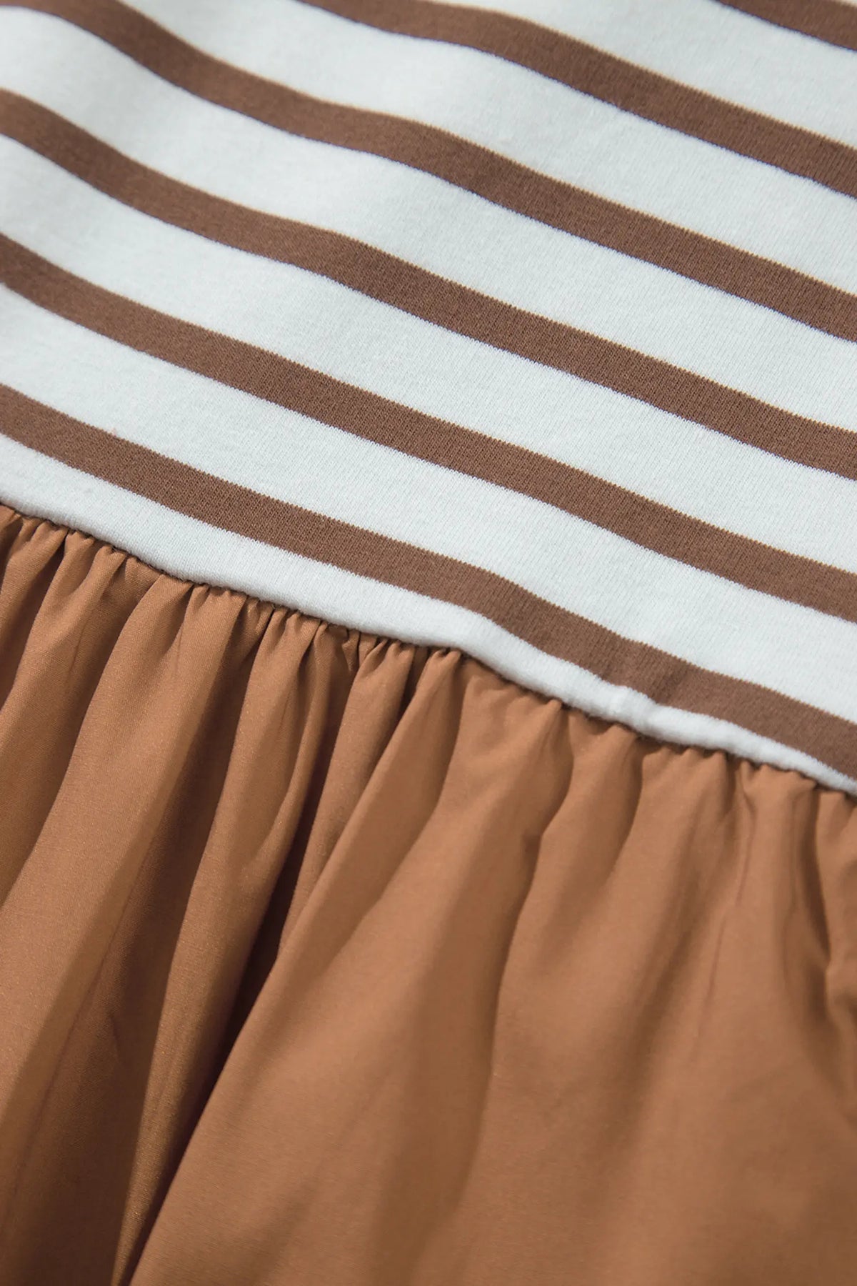 Chestnut Striped Colourblock Patchwork Sleeveless Casual Long Dress – Brown