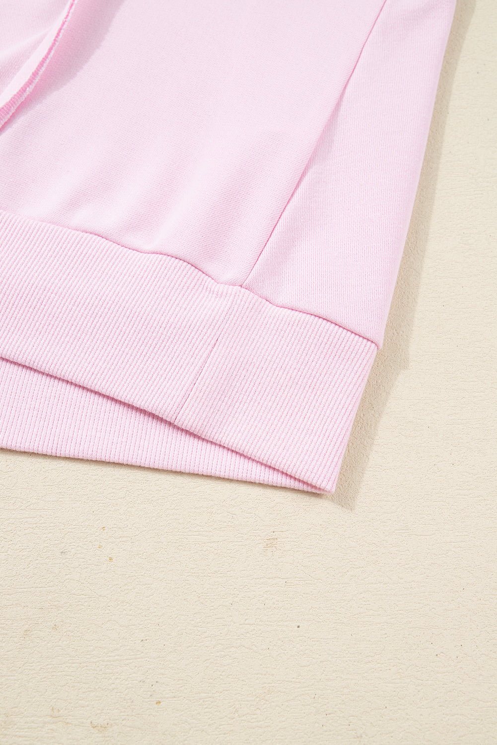 Pink Plus Size Mix Floral Patched Sleeve Ribbed Trim Oversized Sweatshirt - eAura