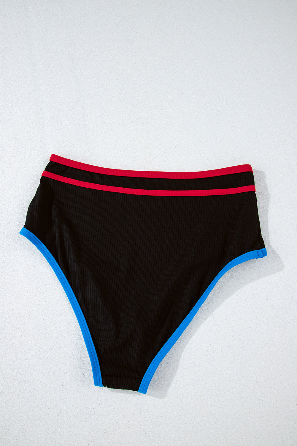 Black Triple Colour Trimmed High Waist Bikini Set eAura