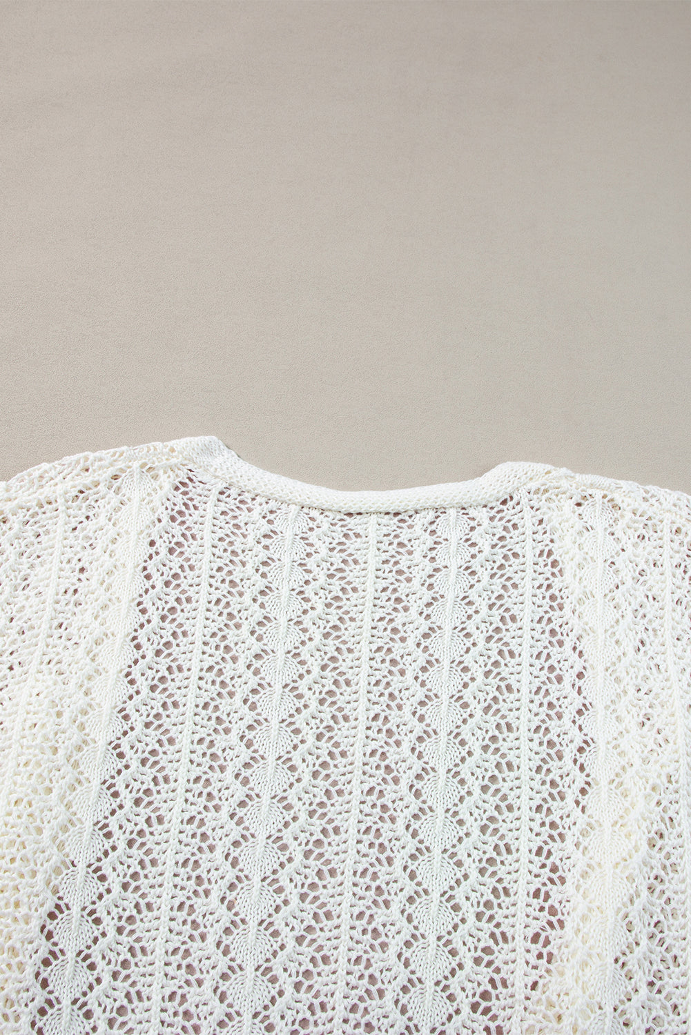 White Stylish Hollow Out Knit Drop Shoulder Cardigan BB Fashion Outlet