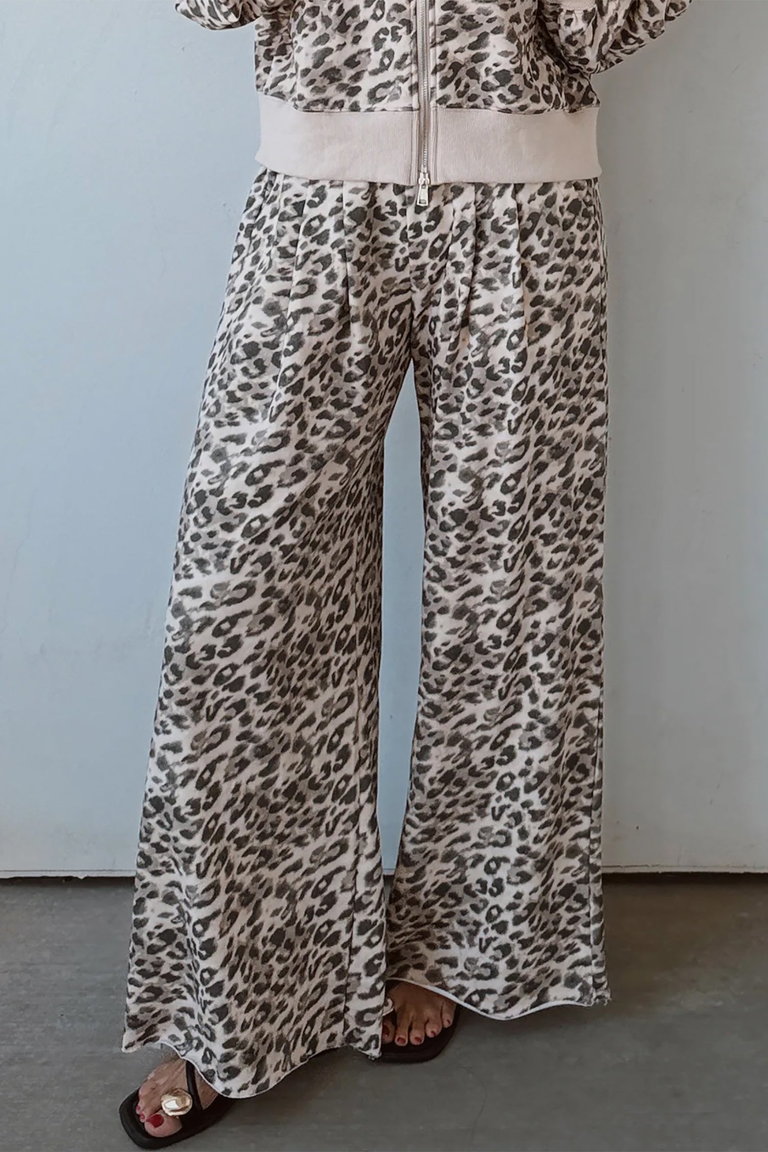 Leopard Print Wide Leg Full Length Pants – Multicolour