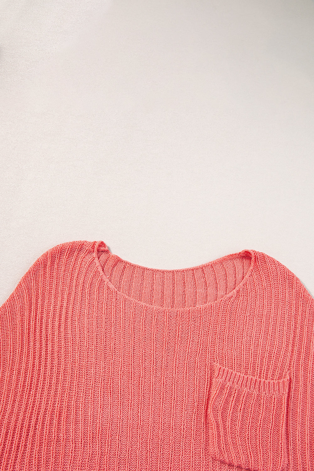 Rolled Cuffs Loose Knit Tee with Slits eAura