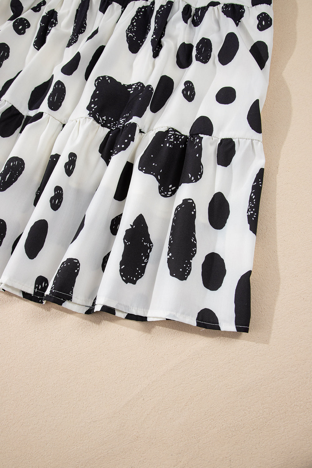 White Polka Dot Print Ruffled Sleeve Pocketed Plus Size Midi Dress BB Fashion Outlet