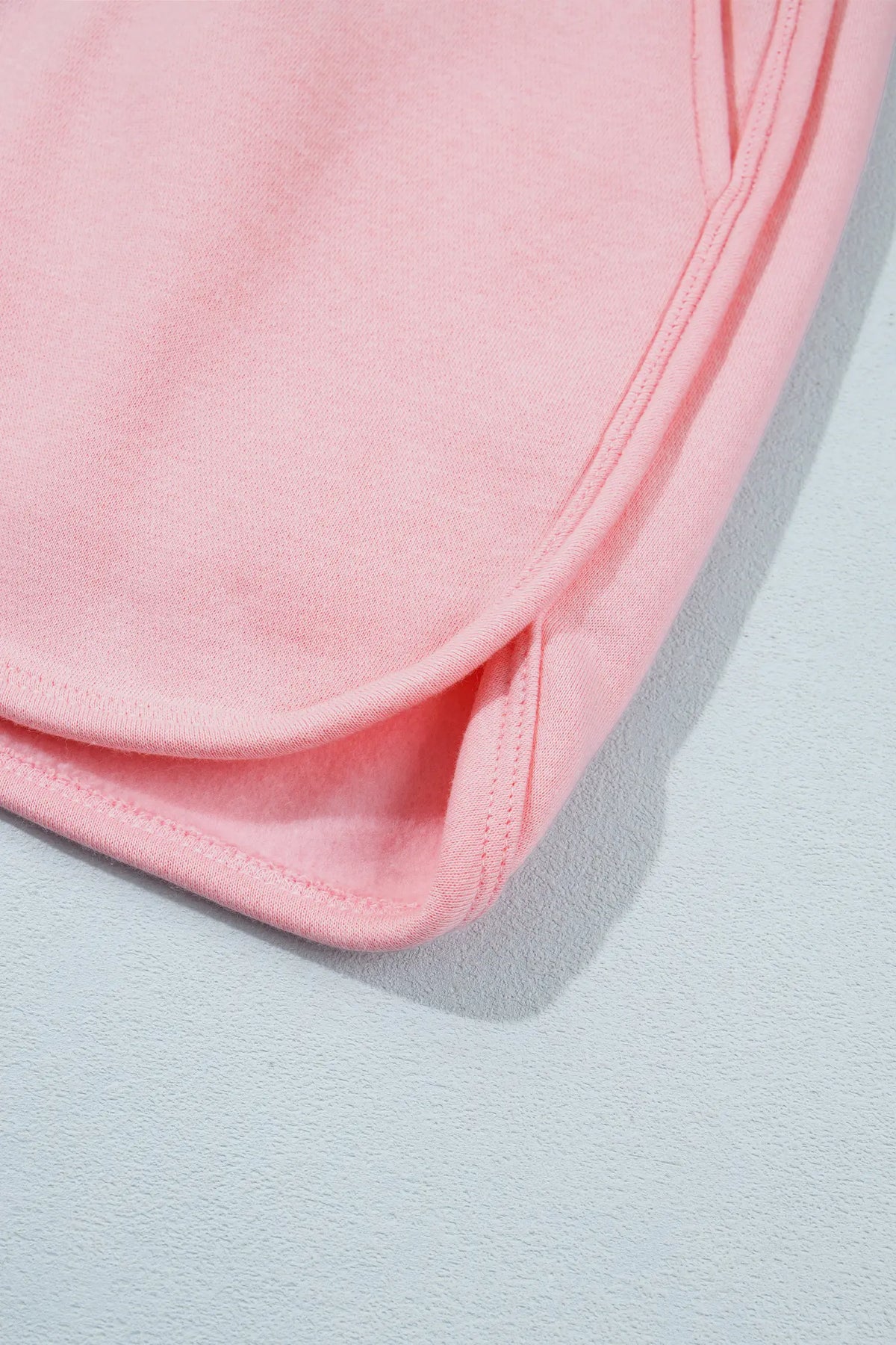Light Pink High Neck Exposed Seam Drop Shoulder Baggy Pullover Short Set