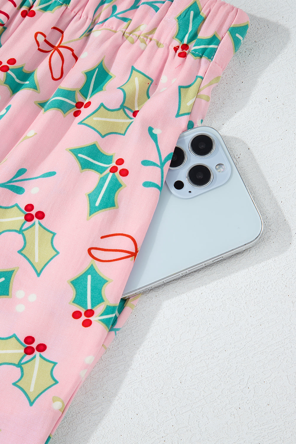 Multicolour Floral Holly Print Christmas Pyjama Set eAura