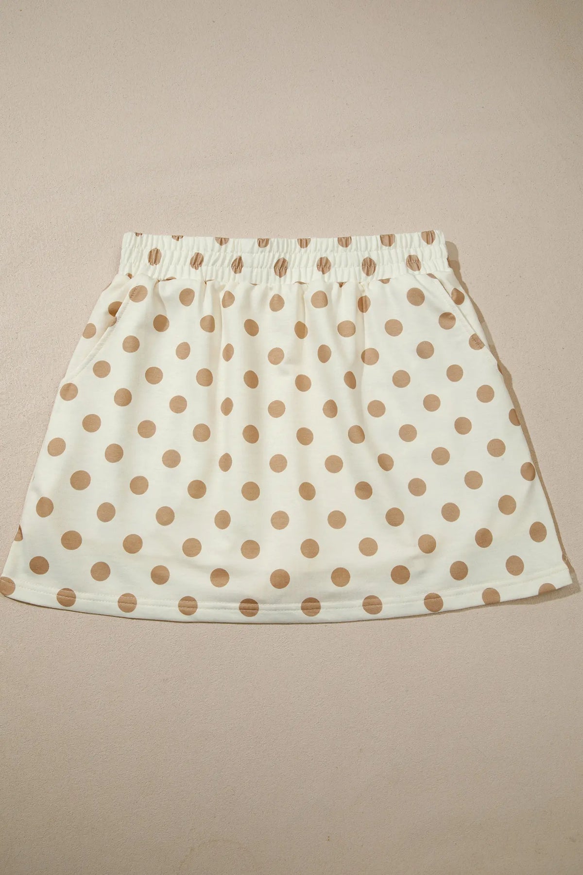 Polka Dot Hooded Long Sleeve Top Casual Mini Skort Set – Khaki