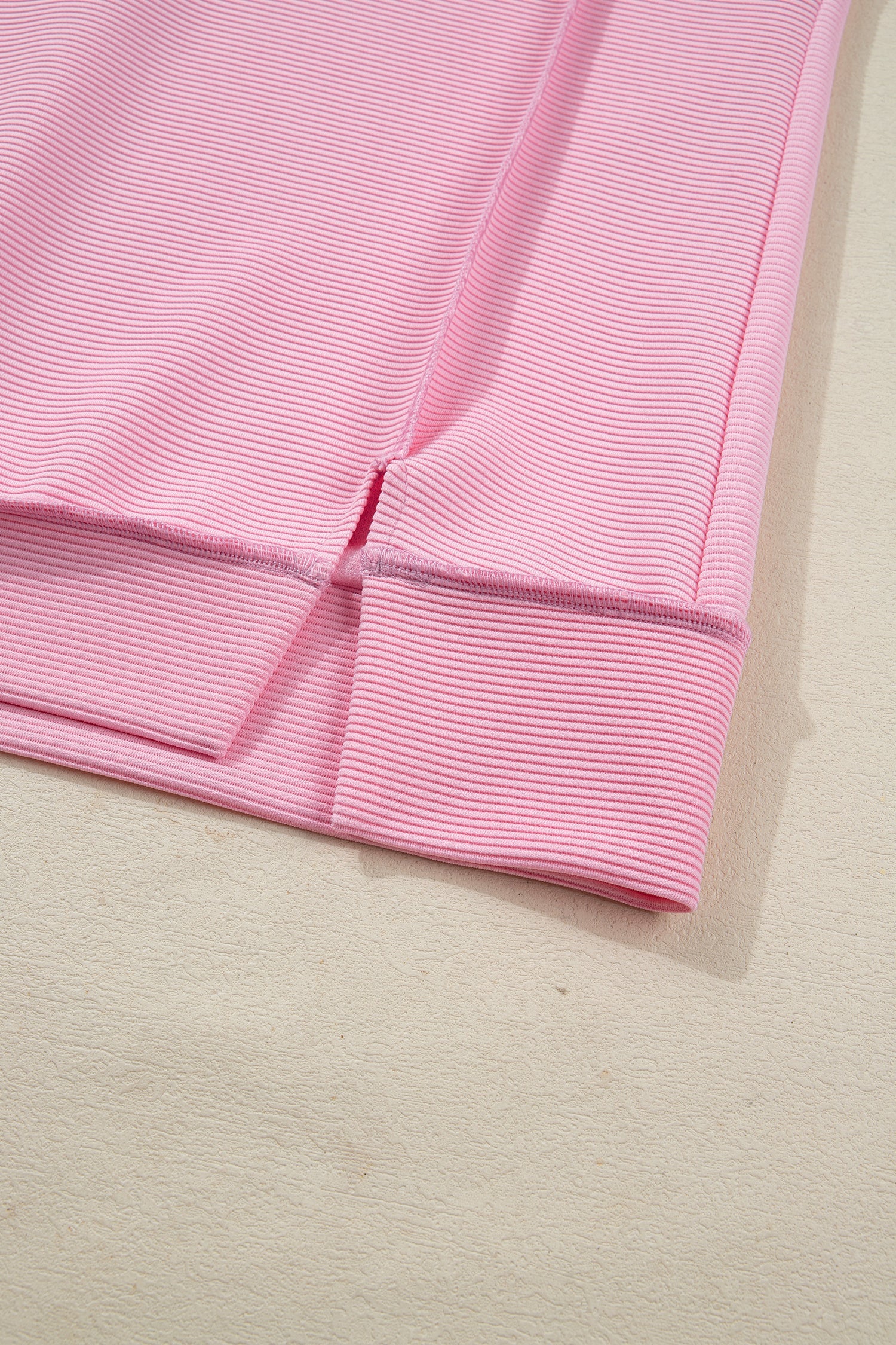 Horizontal Ribbed Exposed Seam Detail Drop Shoulder Baggy Pullover - eAura