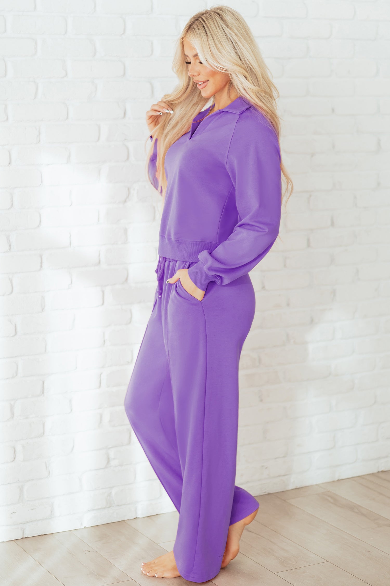 Collared Pullover and Central Seam Trousers Co-ord Set - Two Piece Sets/Pant Sets
