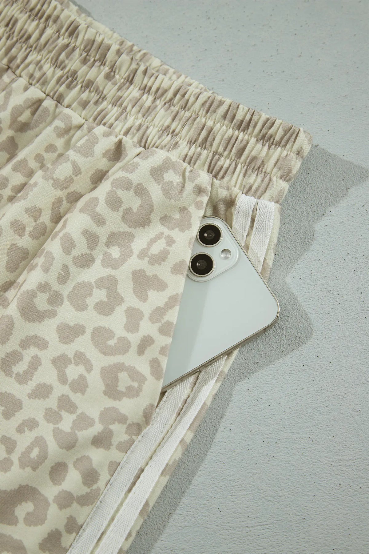 Leopard Print Varsity Striped Detail 3/4 Sleeve Top Shift Pant Set – Pink