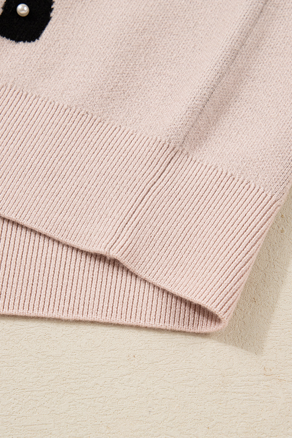 Pearl Embellished Bow Pattern Loose Sweater eAura