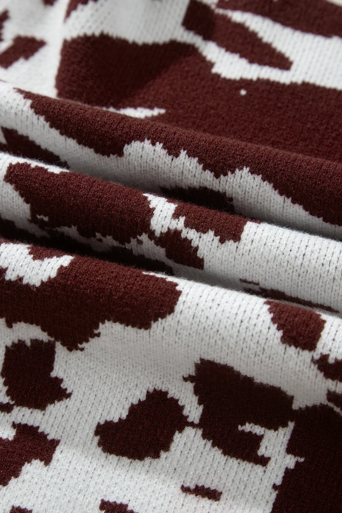 Western Print Cow Pattern Long Sleeve Round Neck Pullover Knitwear Sweater