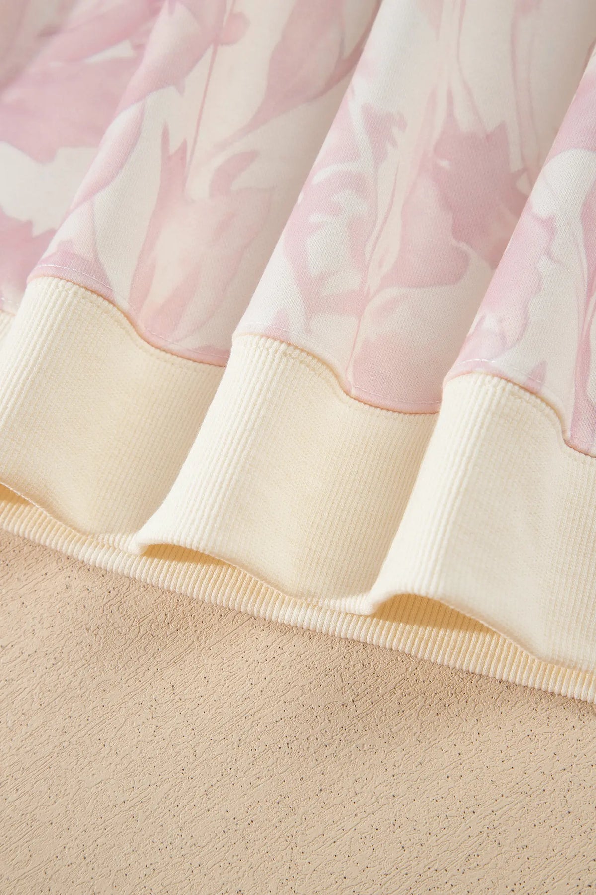 Abstract Print Drop Shoulder Drawstring Waist Drawstring Hem Pant Set – Pink