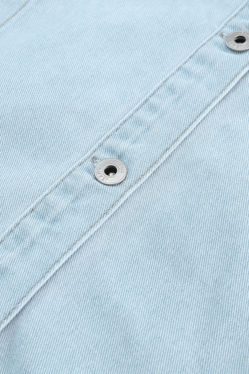Sky Blue Flap Pocket Buttoned Raw Hem Denim Jacket eAura