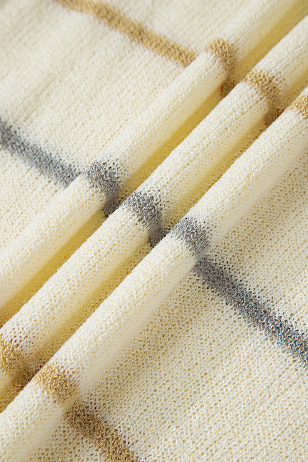 Striped Ribbed Edge Drop Shoulder Sweater eAura