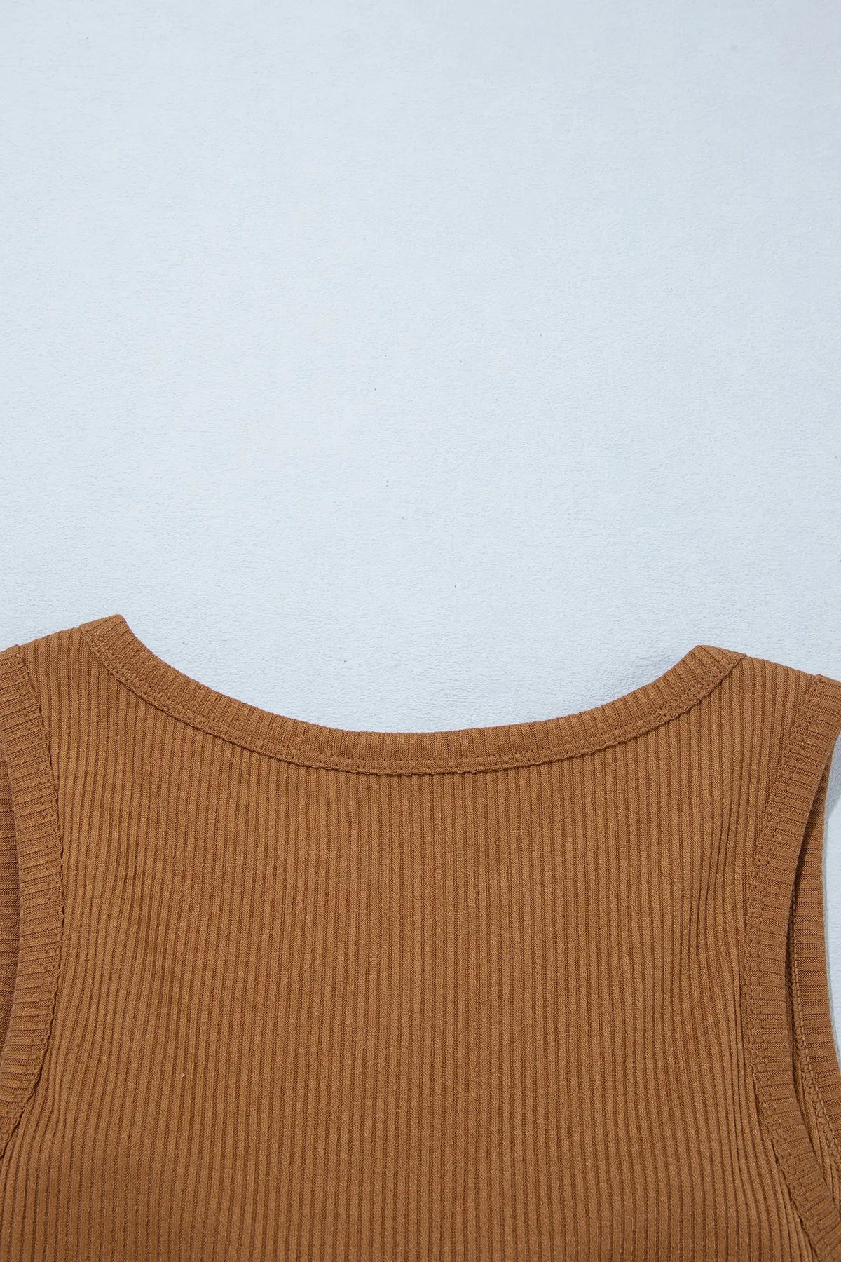 Ribbed Knit Sweet Lace Hem Vest – Beige