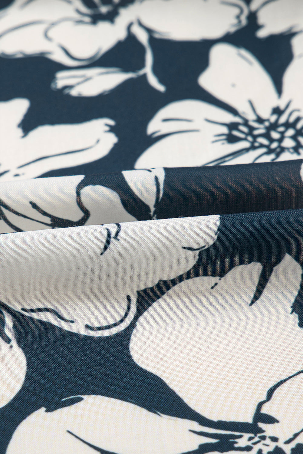 Blue Floral Short Puff Sleeve Summer Shirt eAura