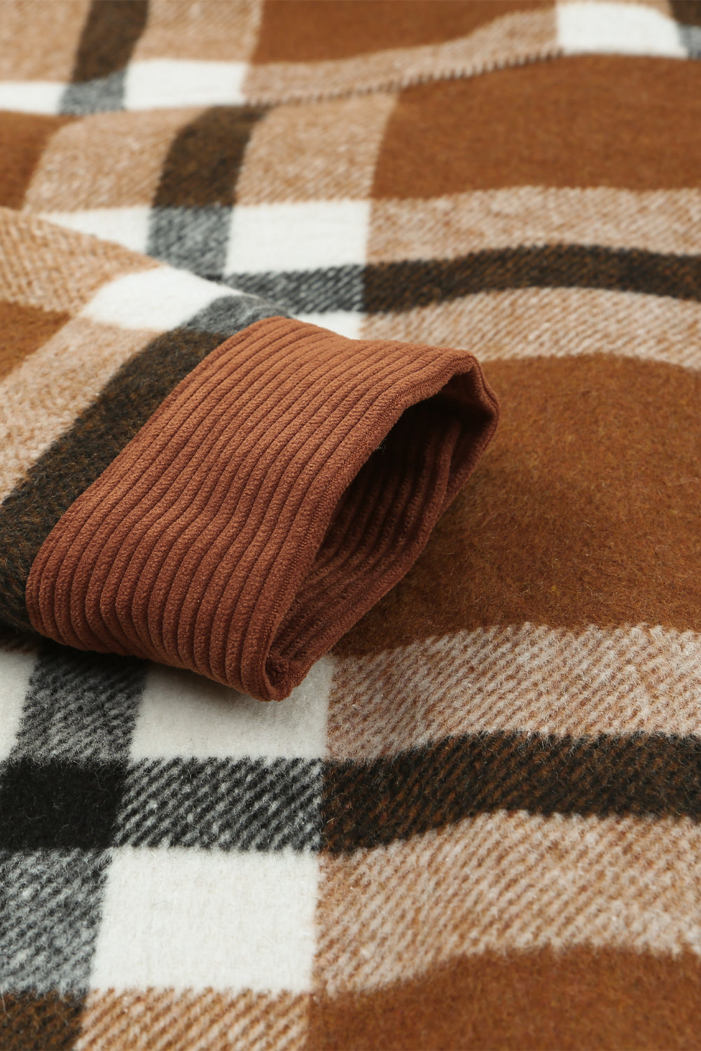 Brown Pocketed Buttoned Plaid Shirt Jacket Beagle Boutique Fashion Outlet