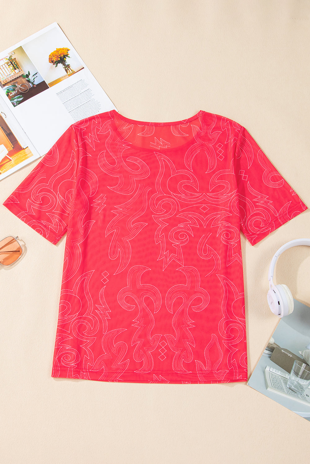 Red Western Girls Mesh T-Shirt eAura